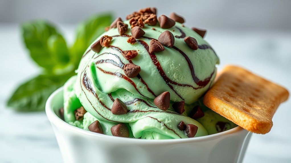 creamy mint chocolate ice cream