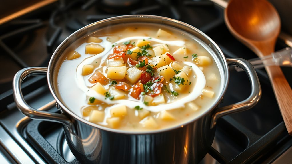 creamy potato soup preparation