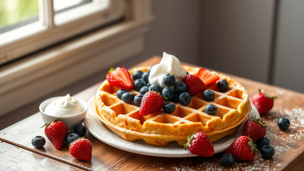 creative belgian waffle serving