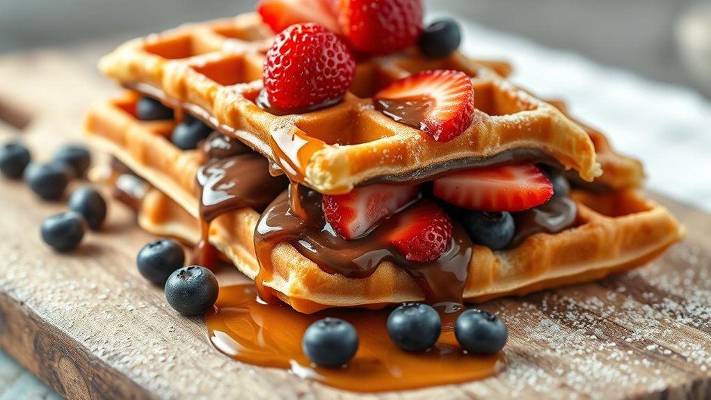 creative stuffed waffle garnishing