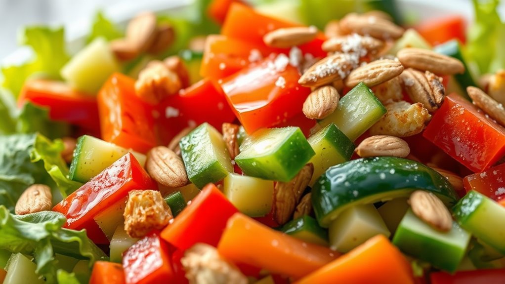 crisp colorful salad preparation