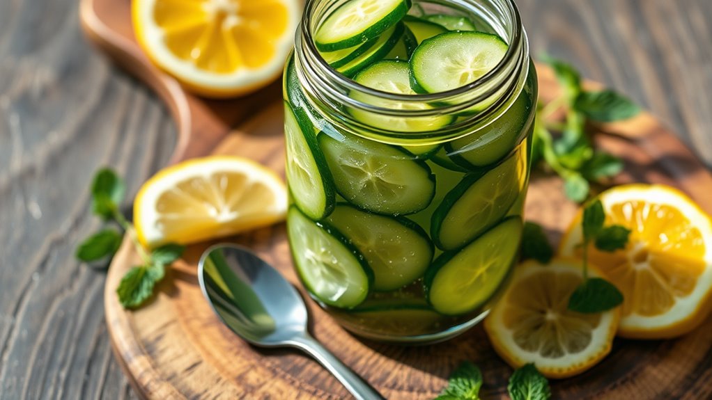 crisp cucumber jar presentation