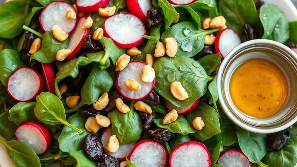 crisp greens with flavorful dressing