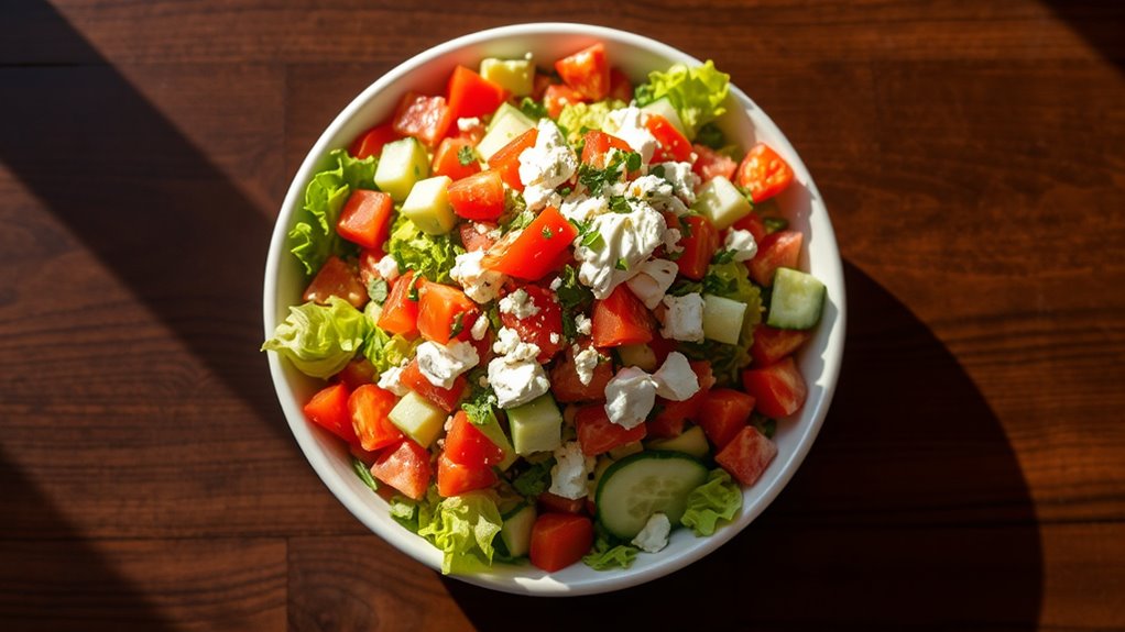 crisp organized salad preparation