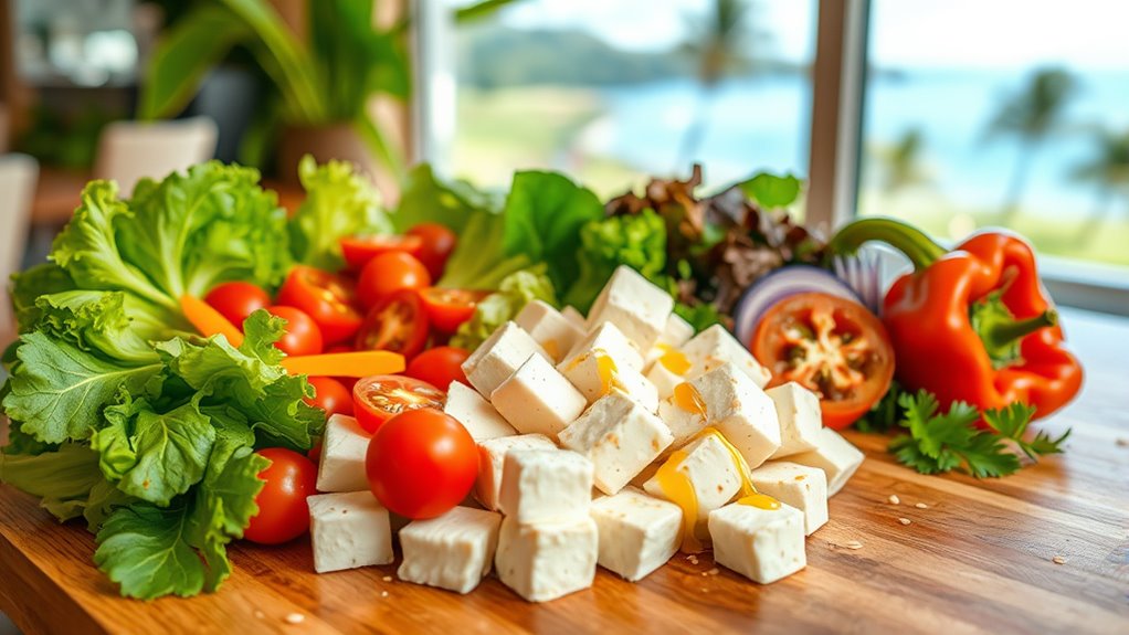crisp tofu salad preparation