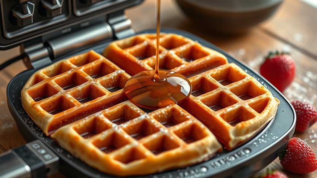 crispy fluffy waffles cooked