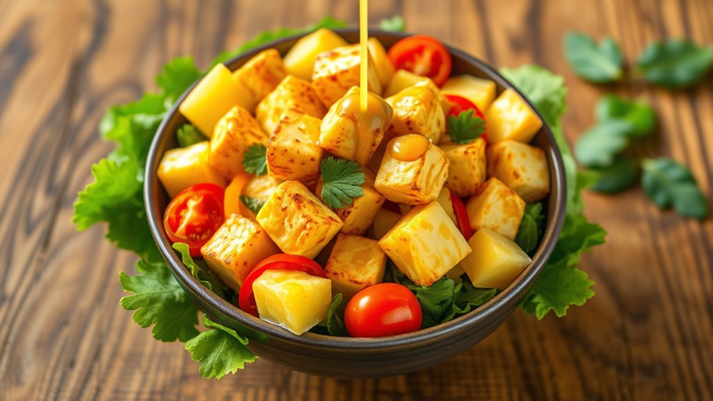 crispy tofu with vibrant dressing