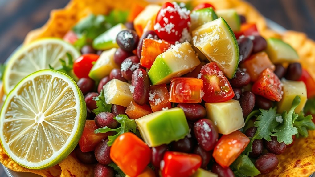 crispy tortillas with fresh toppings
