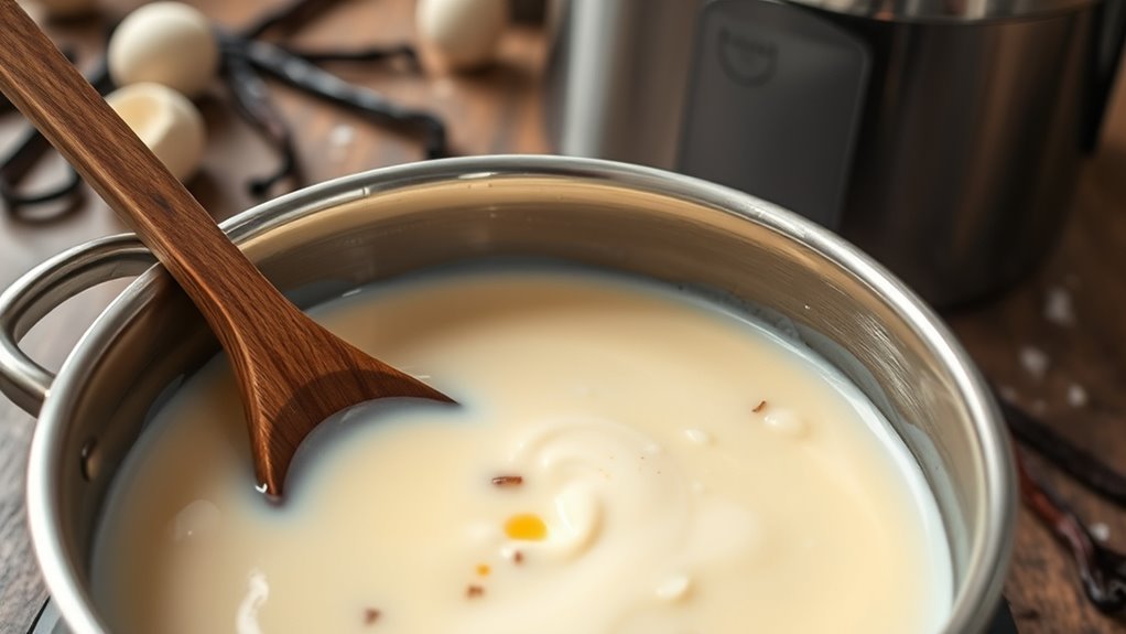 custard preparation and churning