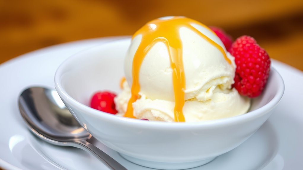 deliberate clean ice cream presentation