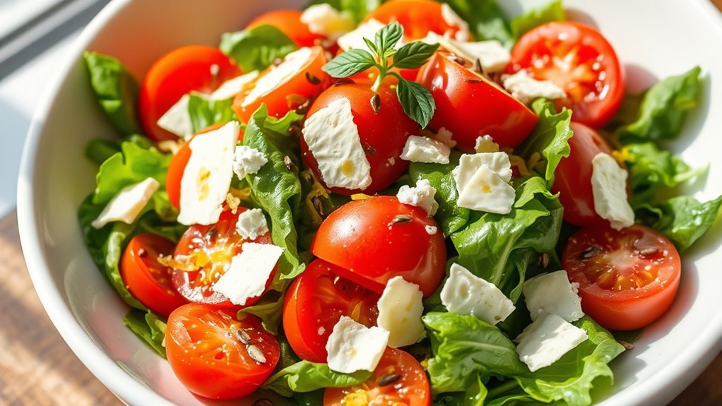 deliberate colorful salad presentation