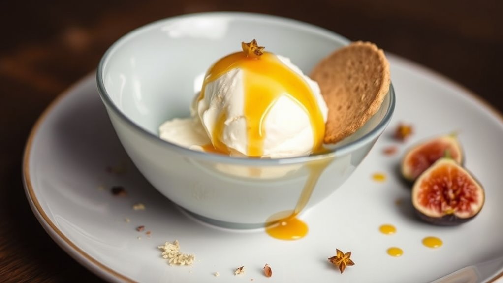 elegant burrata ice cream presentation