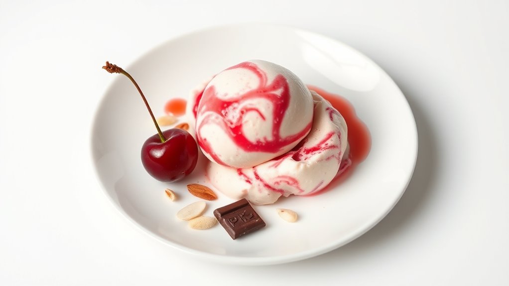 elegant cherry ice cream presentation
