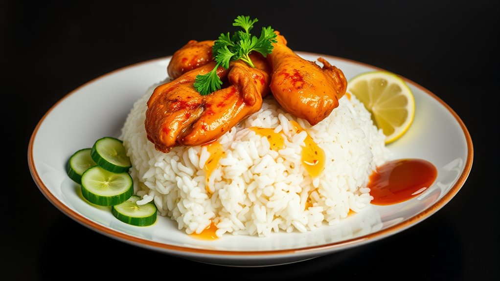 elegant chicken rice presentation
