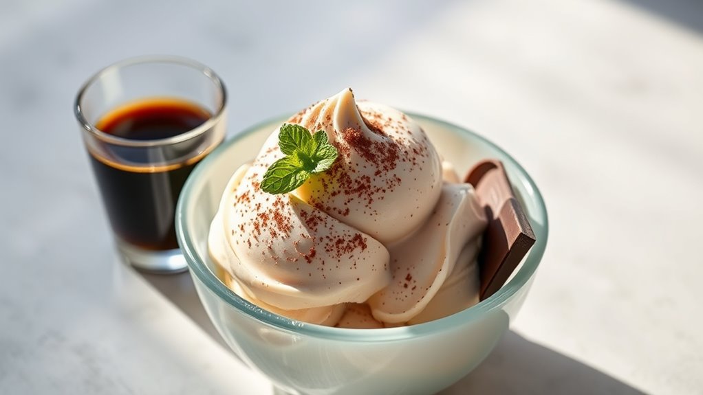 elegant coffee ice cream presentation