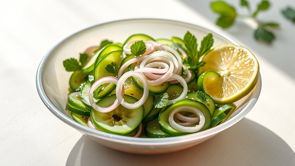elegant cucumber salad presentation