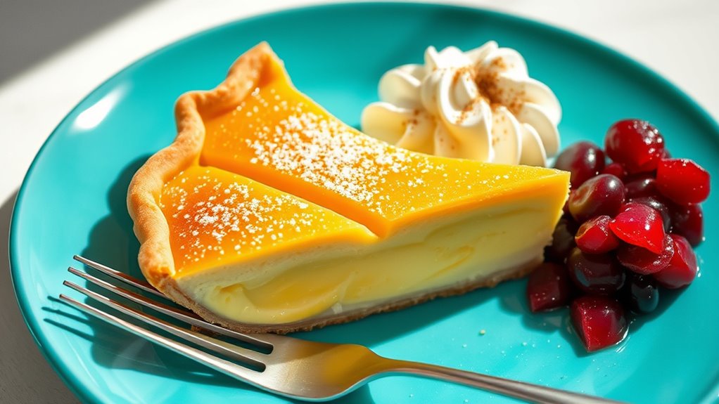 elegant custard pie presentation