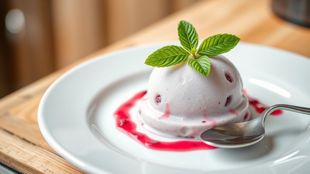 elegant mulberry ice cream presentation