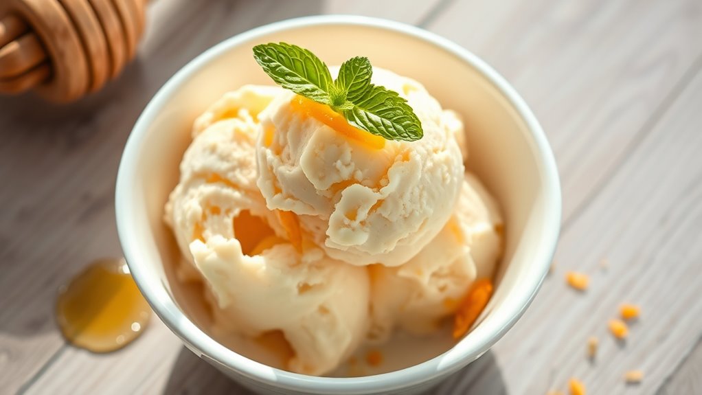 elegant peach ice cream presentation