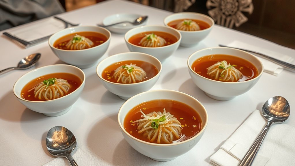 elegant soup serving presentation