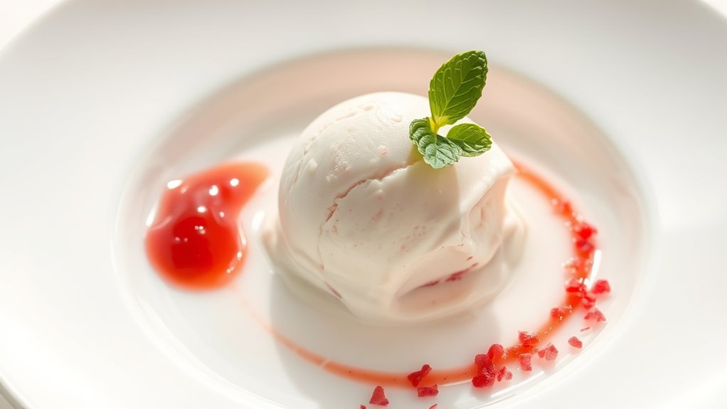 elegant strawberry ice cream presentation