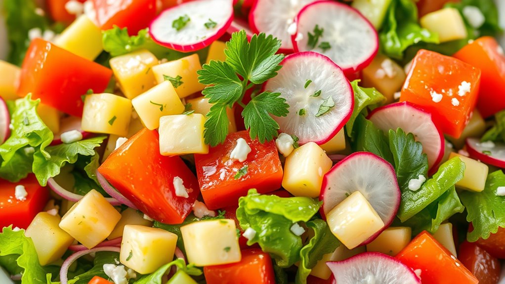 fresh colorful vegetable salad