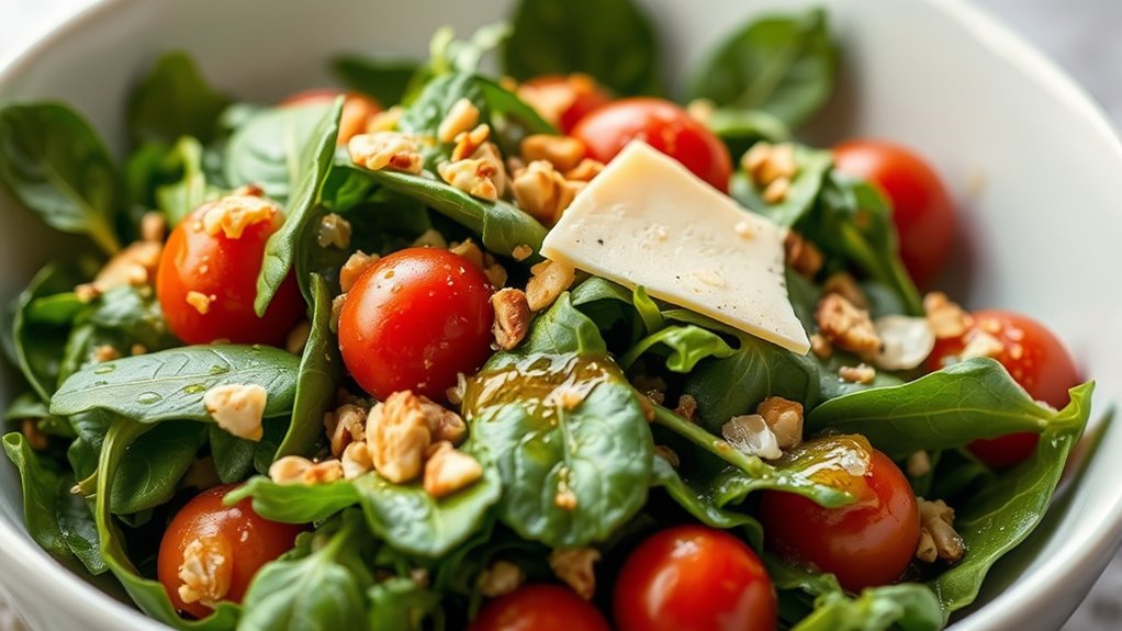 fresh greens salad preparation