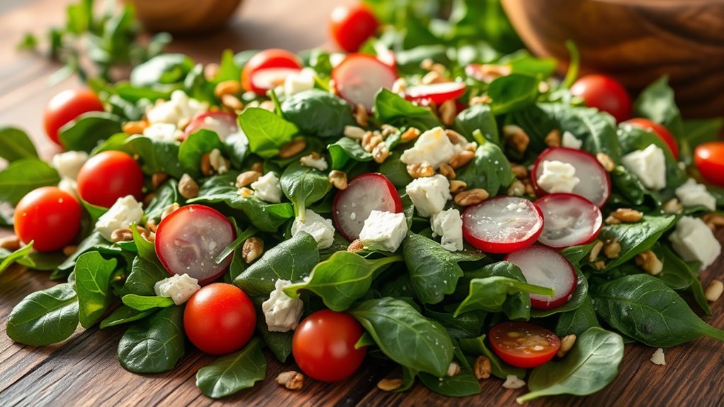 fresh greens with toppings