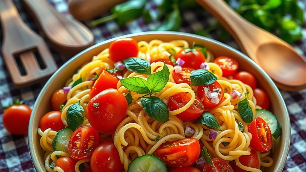 fresh vibrant pasta salad