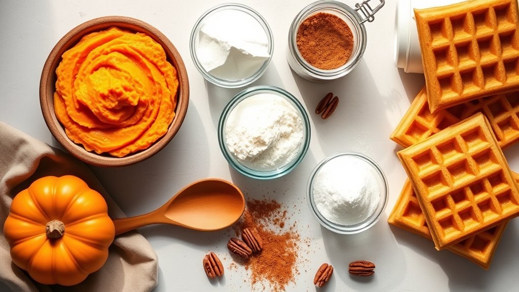 gather ingredients for waffles