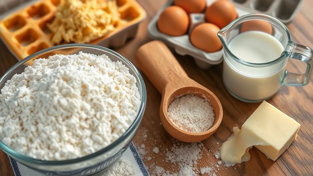 gather ingredients for waffles