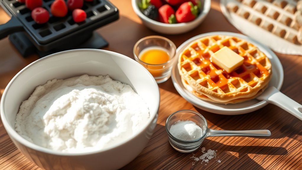 gather ingredients for waffles