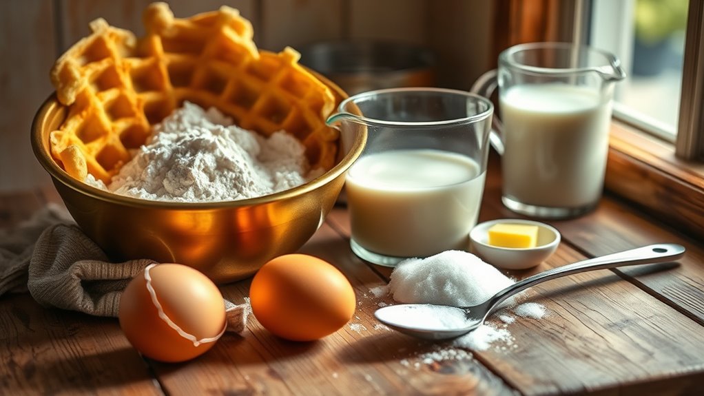gather ingredients for waffles