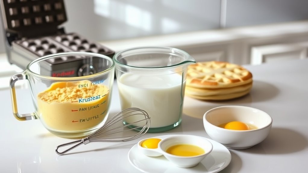 gather ingredients for waffles