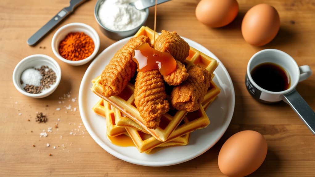 gather ingredients for waffles