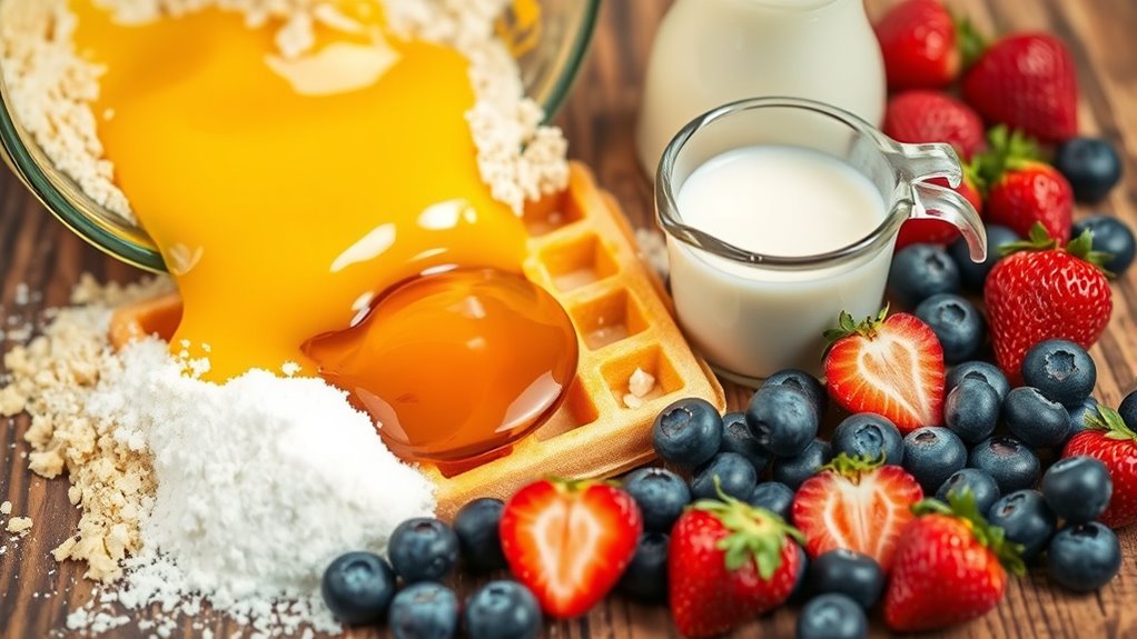 gather ingredients for waffles