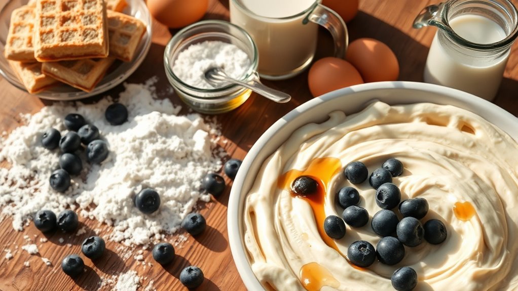 gather ingredients for waffles