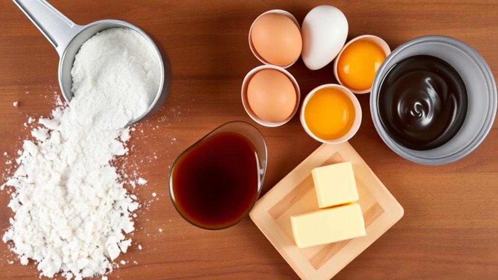 gather precise baking ingredients