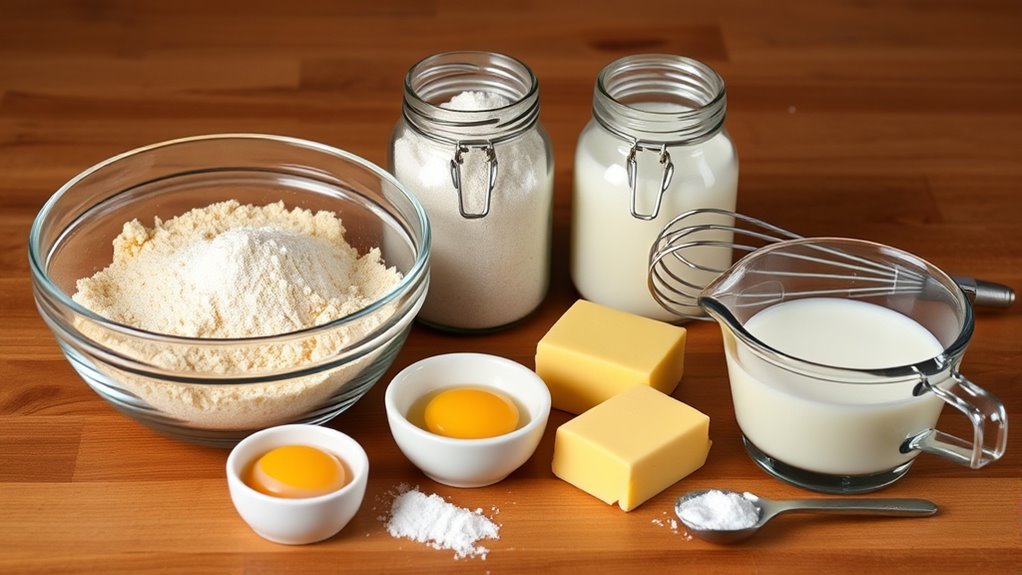 gather precise waffle ingredients
