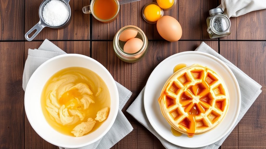 gather precise waffle ingredients