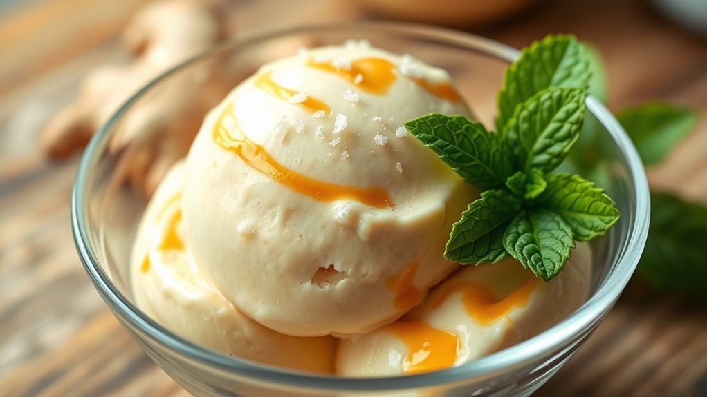 ginger infused creamy ice cream