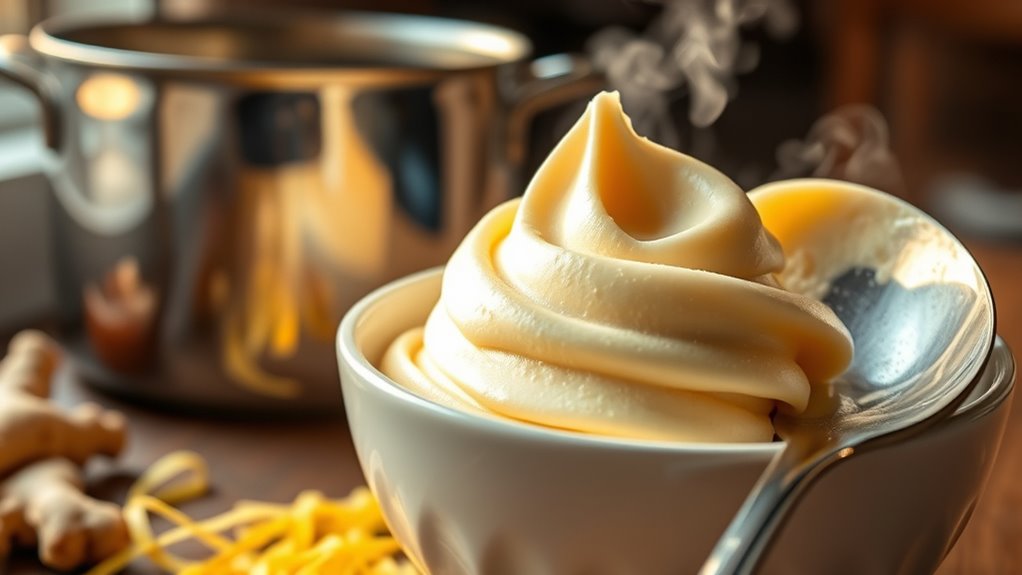 ginger infused custard preparation