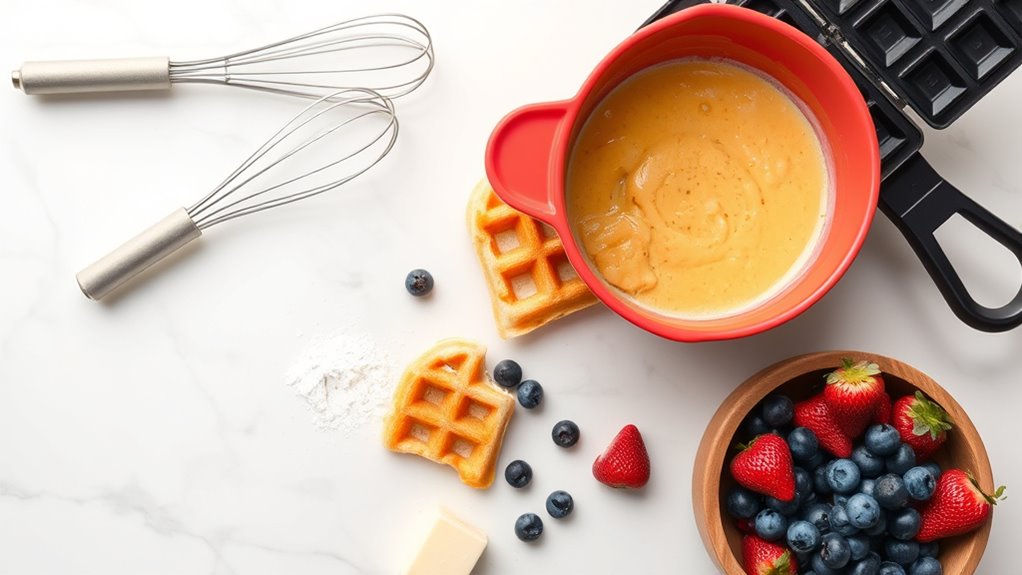 kitchen prep for waffles