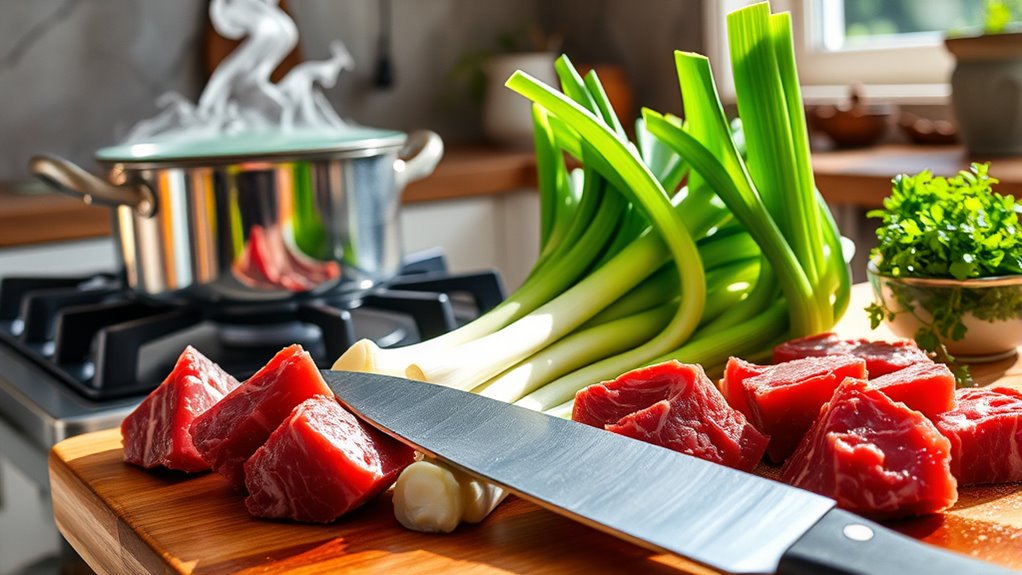 leeks beef preparation precision