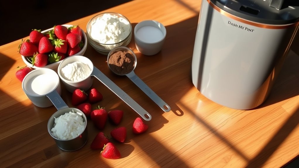 measure ingredients for ice cream
