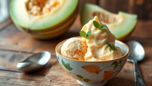 melon ice cream preparation