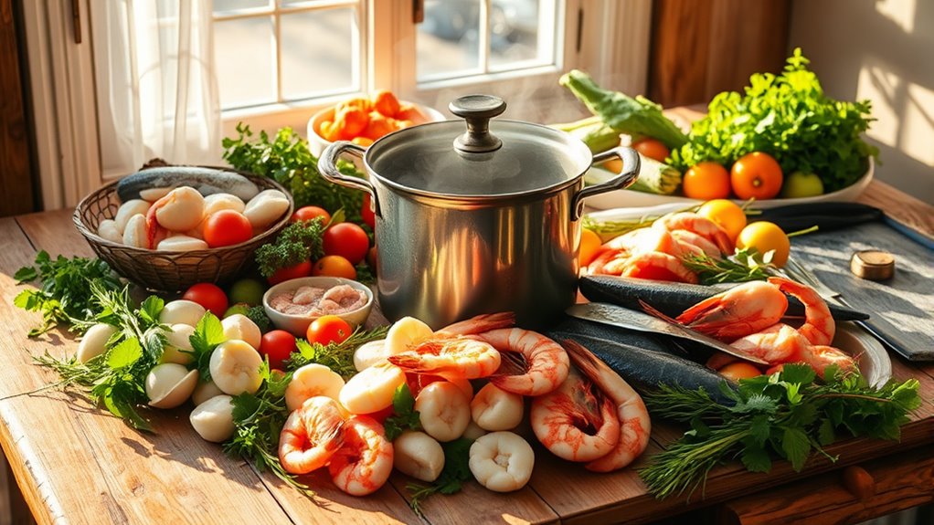 mindful seafood soup preparation