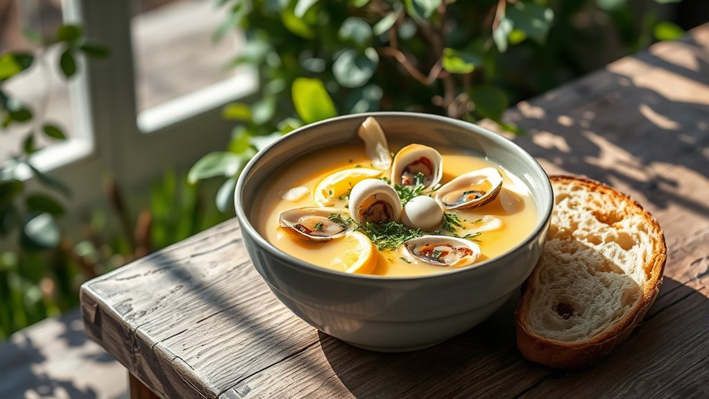 ocean inspired soup presentation
