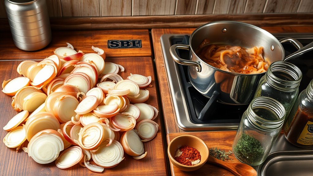 onion preparation and simmering