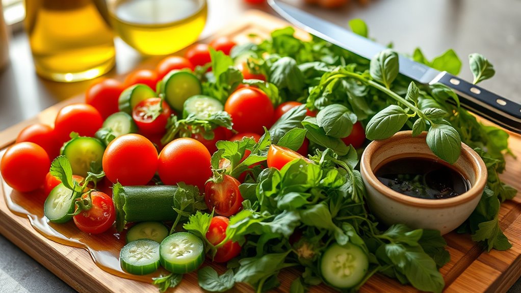 organized systematic salad preparation